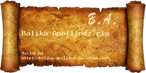 Balika Apollinária névjegykártya